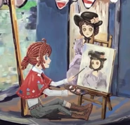 Edgar painting a portrait of Ella in Painter's Background Story