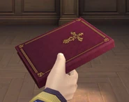 JudgmentBookModel.png (232 KB) Closeup of the book in the Judgment emote, being more accurately modelled and not flipped unlike the costume's book. It's also used in Duo Hunters when being unused in favor of another item.