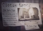 Oletus Manor For Sale Sign: Due to the need of capital, we now intend to transfer ownership rights of Oletus Manor in the east of the city to a new owner. If you are interested, please inquire at the Chamber of Commerce to negotiate with our real estate agent.
