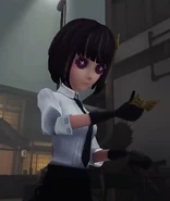 Akiko Yosano in the Chinese version of the trailer, showing her censored hairclip syringe