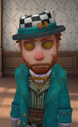 A closeup on the exposed vest of The Mad Hatter.