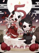 5thAnniversaryBloodFan.jpg (898 KB) Global 5th Anniversary strawberry cherry blossom cake Artwork by @shn_ttyV (Twitter)