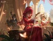 "Amidst desert sands, a lone traveler in crimson ponders a destiny yet unwritten." - Season 28 Essence 2 Poster (Twitter)