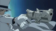 Kaito Kid using his card gun in the anime.