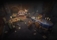 In the Banquet Hall background of the Castle Banquet Mystery event