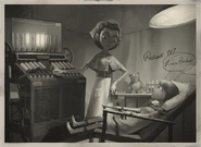 Emily Dyer (Lydia Jones, age 24) treating a young Emma Woods (Lisa Beck, age 14)[38]