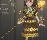 Appearance of the Golden Cake Costume Cane in Appearance Decoration Menu.