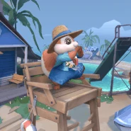 The referee Squirrel overseeing the Volleyball Court