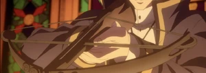 A scene from Episode 15 of the Angels of Death anime, showing  wielding his Crossbow.