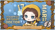 "Dear Detectives, she'll cure the pain in your heart, all you have to do is wish her a happy birthday! Let's celebrate the Doctor's birthday today!" - 2022 Birthday Art (Twitter)