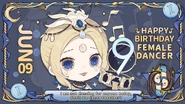"Margaretha won't be dancing for anyone except you tonight for it is her birthday! Will you join her this wonderful evening?" - 2022 Global Birthday Art (Twitter)