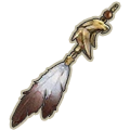 The unused variant, with a brown bead and a regular bald eagle's feathers being shown.