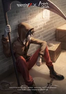 "Wielding a scythe and covered in bandages, he stared at the prey... Eventually, he will not hesitate to destroy anything that stands in his way." - Package Poster (Twitter)