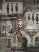 Lady Truth figurine poster, featuring previous designs and concept art of Lady Truth in the background (Youdao)