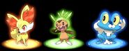 Chespin, Fennekin and Froakie