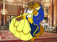 Belle and Beast dancing together at Buckhingham Palace