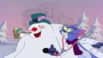 Tom listens to Frosty's icy heart for the first time ("That's the sound of my heart, that you're listening to.") (recycled character animation from the 1944 Tom and Jerry short, Mouse Trouble)