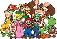 A group artwork of various Super Mario franchise characters from Club Nintendo.
