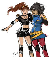 Kamala and Anya rollerblading