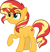 Sunset Shimmer is one of the two tritagonists of the movie and Starlight Glimmer's friend. Rebecca Shoichet reprises her voice.