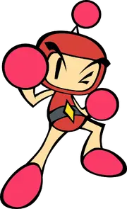 Red Bomberman's official artwork from Super Bomberman R.