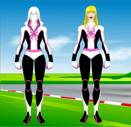 Concept of Ghost-Spider as she appears in Marvel Superhero Adventures: Intergalactic Grand Prix