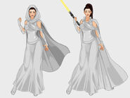 Concept of Rey Skywalker in her Jedi Master dress, as she appears in Marvel's Spider-Man: Webbed Champion