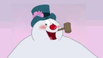 The fifth step of a re-animated sequence where Frosty says his catchphrase after his transformation is completed ("Happy...") (recycled animation from Rankin/Bass' Frosty the Snowman)