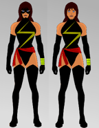 Concept of Kamala Khan in her second suit (a replica of Carol Danvers's original Ms. Marvel suit) in the continuity of Marvel's Spider-Man: Webbed Champion.