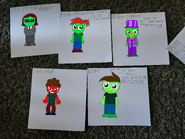 Some Kaiden and Friends characters. (Note: Coleman is voiced by Eric Bauza, Logan is voiced by Jay Gragnani, Mayor Connell is voiced by J.K. Simmons, and Sarah is voiced by Riki Landhome, and the Agent's voice is Kate Harbour. )