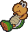 A sprite of a reclining normal Koopa Troopa, from Paper Mario.