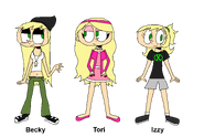 The Blondettes sisters: Becky (left), Tori (middle), and Izzy (right)