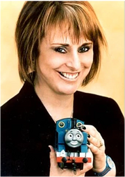 Britt Allcroft holding Thomas