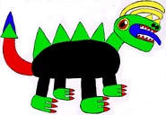 Greenolitiant, a Fire-breathing Heartless-looking Kaiju/Giant Monster who is a Kingsaurus III Expy (with elements of Kingdom Hearts' Behemoth and it's Variants included)