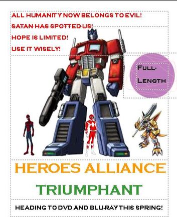 "Heroes Alliance Triumphant" promotional poster, which can be found in any magazine.