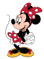 Minnie Mouse (with red clothes and yellow shoes)