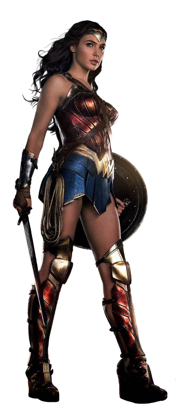 Stupenda donna in costume di Wonder Woman su sfondo scuro foto