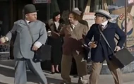Screenshot of the Stooges from the 1937 short Dizzy Doctors.