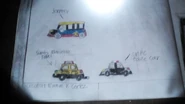 The first three vehicles, a Jeepney, a Taxi and a White and Black Police Car as they would look like in the City of Santo Manuelito