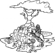 Concept art of the middle island (Wumpa Island) in Crash Twinsanity.