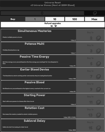 New abilities you are able to get during a Universe Reset.