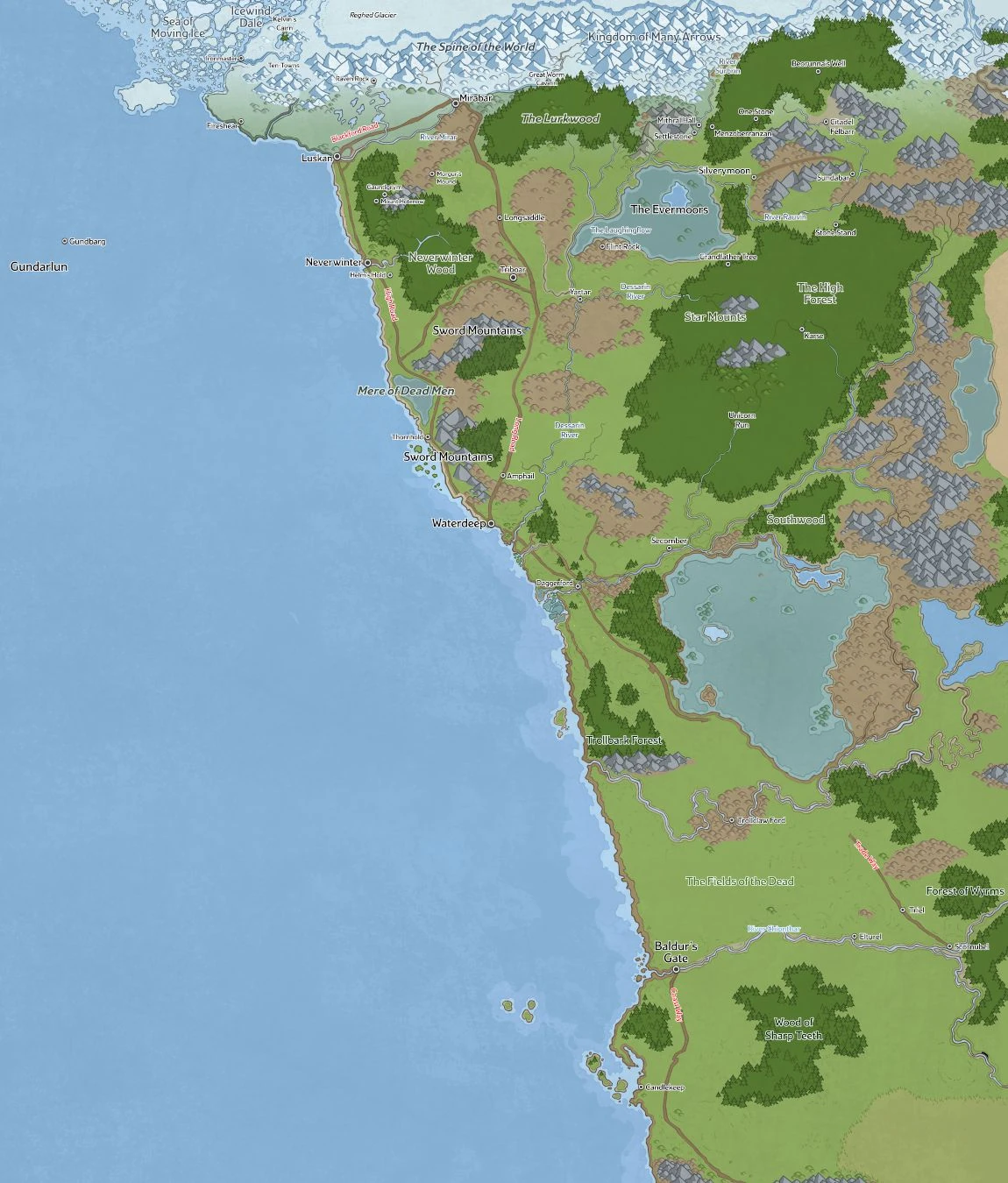 World Map Idle Champions Of The Forgotten Realms Wiki Forgotten Realms World Map