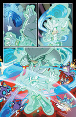 Silver uses his psychokinesis to team up with Sonic and attack multiple Spinas.