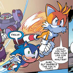 Tails carries Sonic