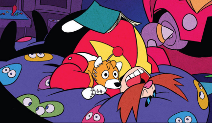 I like to imagine Tails Doll is that one robot that scares everyone because  of he appears out nowhere. Which is why I loved IDW tails doll so much in  this issue. 