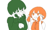 Drawing of Midori and Maho-chan