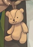 Close-up of Luke's teddy bear