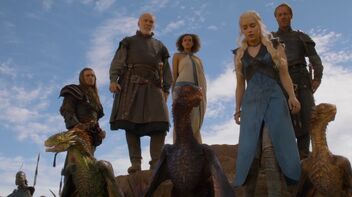 Daenerys, jorah, missandei e i draghi 3x06