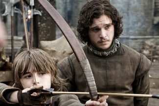 Jon con il suo "fratellastro"  a Grande Inverno.