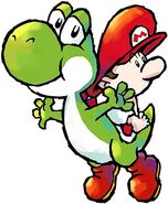 Yoshi and Baby Mario in Yoshi's Island DS